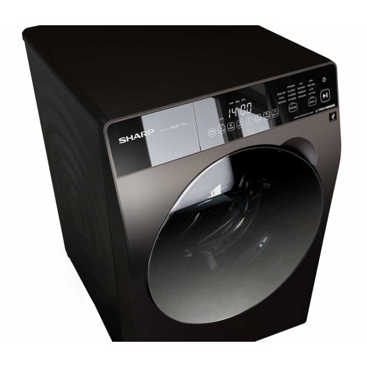 Sharp 聲寶 ES-WD1050K-B 10.5/7.0公斤 1400轉 J-Tech 日本變頻技術 前置式全自動洗衣乾衣機 (黑色) - ShineCreation 創暉百貨